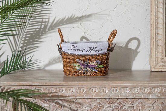 LAVENDER KULPLU OVAL SEPET (S) 28X18X16 CM (SPT-319) - 4