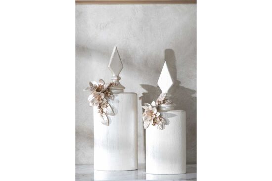 LAVİN KAPAKLI VAZO BÜYÜK 25X60 CM KREM-GOLD(DY) - 7