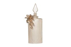 LAVİN KAPAKLI VAZO BÜYÜK 25X60 CM KREM-GOLD(DY) - 5