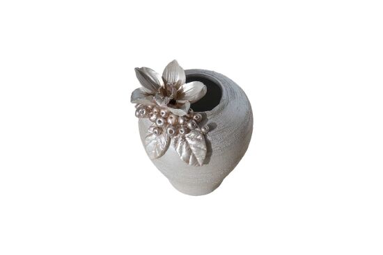 LAVİN VAZO KÜÇÜK 16X19 CM KREM-GOLD(DY) - 3