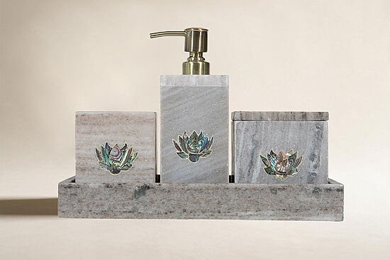 LOTUS MERMER BANYO SETİ - 4 PARÇA -LOTUS-BEJ- HSH-01 - 1