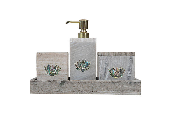 LOTUS MERMER BANYO SETİ - 4 PARÇA -LOTUS-BEJ- HSH-01 - 2