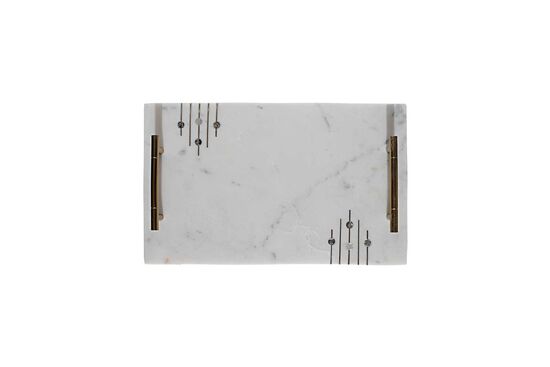 MARBLE TEPSI -SEDEF DETAYLI -38x23x4cm BEYAZ (AH-13074) - 4
