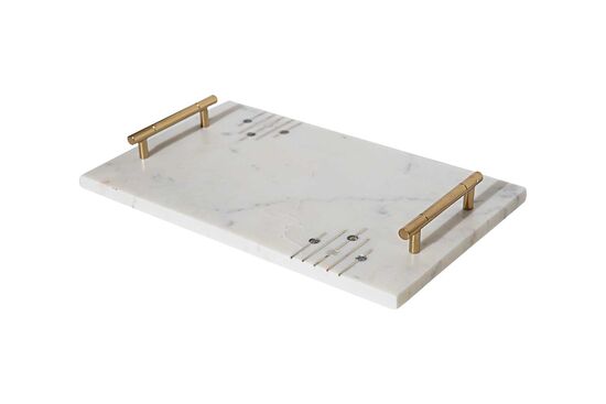 MARBLE TEPSI -SEDEF DETAYLI -38x23x4cm BEYAZ (AH-13074) - 3