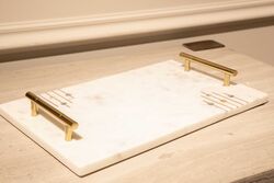 MARBLE TEPSI -SEDEF DETAYLI -38x23x4cm BEYAZ (AH-13074) - 8