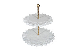 MERMER 2 KATLI KEK STANDI-ALTIN ÇUBUKLU -BEYAZ-30X30X32 CM CPN-HSH-02 - 4