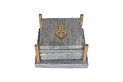 MERMER BARDAK ALTLIĞI SETİ-4 ADET -BEJ-10X10X12.75 CM CSN-HSH-01 - 3