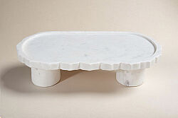 MERMER DEKORATİF AYAKLI TEPSİ -BEYAZ - 30X15X8 CM TRN-HSH-01 - KERVAN