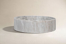 MERMER DEKORATİF YUVARLAK KASE- BEJ- 20X20X5 CM BWN-1171 - KERVAN