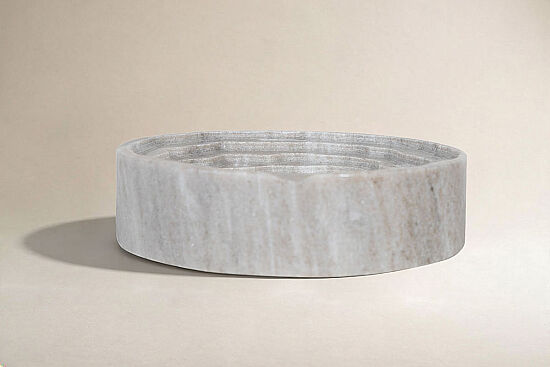 MERMER DEKORATİF YUVARLAK KASE- BEJ- 20X20X5 CM BWN-1171 - 1