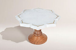 MERMER KEK STANDI - AHŞAP AYAKLI--BEYAZ - 25X25X12 CM CPN-597 - KERVAN