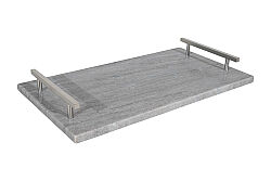 MERMER SERVİS TEPSİSİ -METAL KULPLU -BEJ-38X20X4.5 CM TRN-HSH-04 - 4
