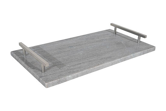 MERMER SERVİS TEPSİSİ -METAL KULPLU -BEJ-38X20X4.5 CM TRN-HSH-04 - 4