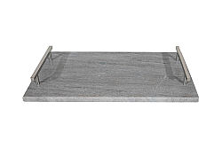 MERMER SERVİS TEPSİSİ -METAL KULPLU -BEJ-38X20X4.5 CM TRN-HSH-04 - 3