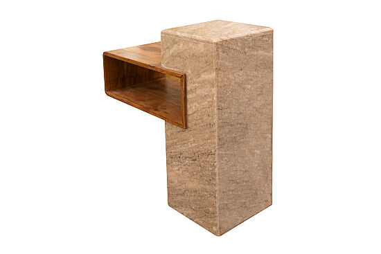 MERMER TV UNİTESİ -AHŞAP&BEJ MERMER - 63.5X25.5X63.5 CM TAB-HSH-096 - 5