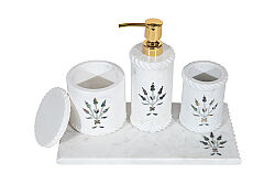 MUGHAL MERMER BANYO SETİ - 4 PARÇA -SHELL-BEYAZ- HSH-02 - 3