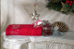 NAR MUMLUK/BÜYÜK KARTANESİ TAŞLI HAVLU 45x70 cm KUTULU SET KIRMIZI - 1