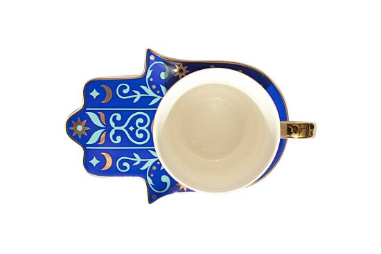 NAZAR BONCUK & FATMA ANA ELİ TEMALI TEKLİ FİNCAN SETİ ( 2 PRÇ. )-220 Cc-QK051 - 4