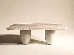 OLİVE YEMEK MASASI BEJ MERMER 110x240x76cm DT239126_BGL - KERVAN