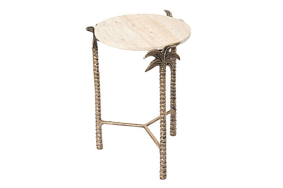 PALM YAN SEHPA ÜST TRAVERTEN ANTİK ALTIN 40X40X60 CM 45854 - 5
