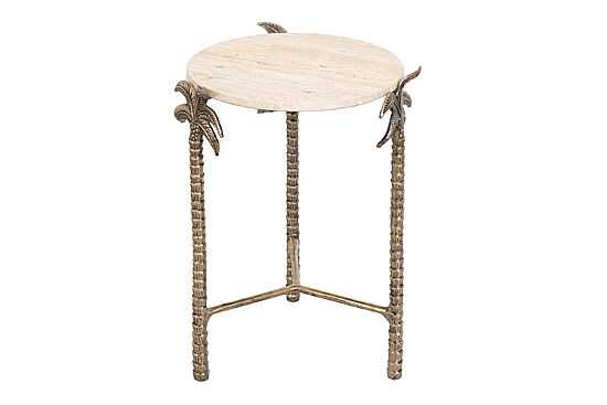 PALM YAN SEHPA ÜST TRAVERTEN ANTİK ALTIN 40X40X60 CM 45854 - 6