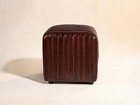 ROSETTA PUF DERİ KAHVE 48x56x48cm S0487-ST B11 VINTAGE - 1