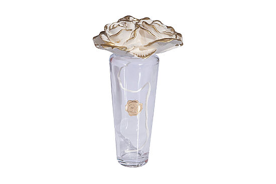 ROSİCA GÜL TAŞLI KOKU ŞİŞESİ 400 CC 15x25 cm KREM-GOLD - 3