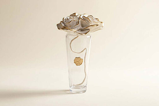 ROSİCA GÜL TAŞLI KOKU ŞİŞESİ 400 CC 15x25 cm KREM-GOLD - 1