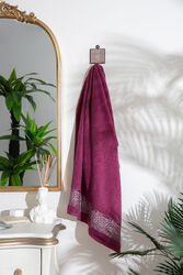 ŞAL DESEN BORDÜRLÜ HAVLU MÜRDÜM 70x140cm (TRY) - SERİSONU HAVLU BORNOZ