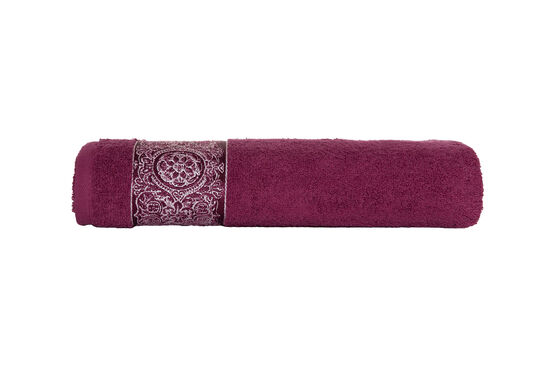 ŞAL DESEN BORDÜRLÜ HAVLU MÜRDÜM 70x140cm (TRY) - 4
