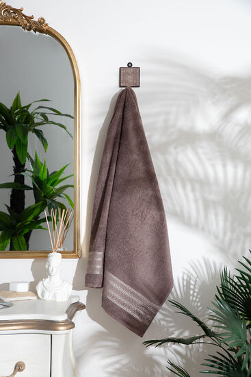 ŞERİT DESEN BORDÜRLÜ HAVLU KAHVERENGİ 70x140cm (TRY) - 1