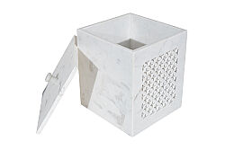 TAJ MERMER ÇÖP KOVASI-KAPAKLI-CLOVER-BEYAZ-20X20X22.86 CM-HSH-11 - 3