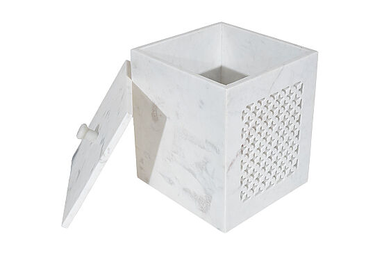 TAJ MERMER ÇÖP KOVASI-KAPAKLI-CLOVER-BEYAZ-20X20X22.86 CM-HSH-11 - 3