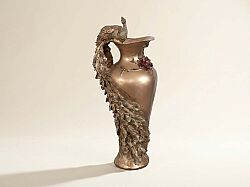 TAVUSKUSLU VAZO 50X23 CM GOLD-YEŞİL (HYK951) - KERVAN