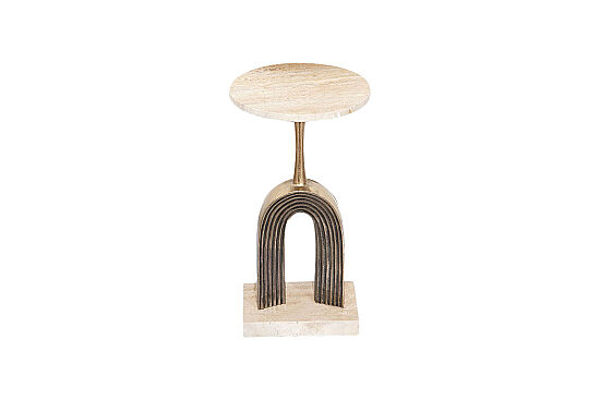 TRAVERTEN YAN SEHPA ANTİK ALTIN 30X30X50 CM 45853-S - 6