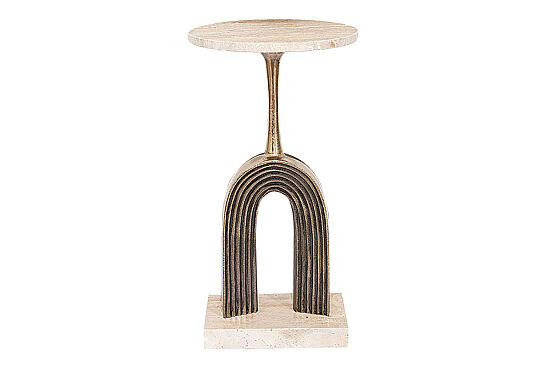 TRAVERTEN YAN SEHPA ANTİK ALTIN 40X40X60 CM 45853-L - 2