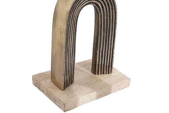 TRAVERTEN YAN SEHPA ANTİK ALTIN 40X40X60 CM 45853-L - 4