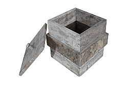 TRAVİS TRAVERTEN ÇÖP KOVASI-KAPAKLI-GRİ-20X20X22.86 CM-BSN-301 - 3