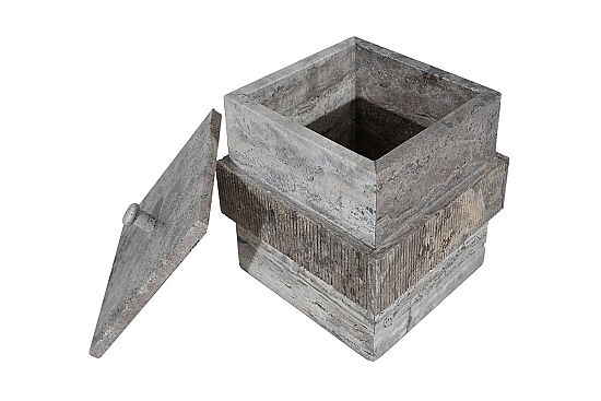 TRAVİS TRAVERTEN ÇÖP KOVASI-KAPAKLI-GRİ-20X20X22.86 CM-BSN-301 - 3