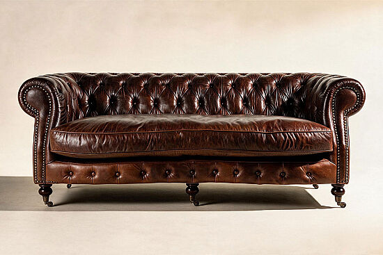 6018-3D UCLU KOL.DERI KAPITONE ESK. KAHVE 224x100x73cm 611DB - 1