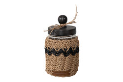 VARADA ORTA KAVANOZ NATURAL-SIYAH 10x18cm - HOME SWEET HOME