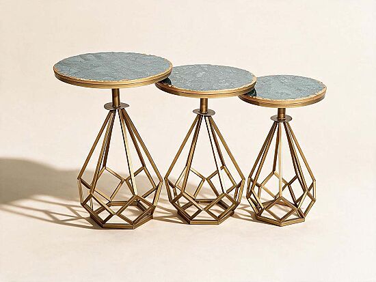 YAN SEHPA 3 LÜ MERMERLİ 40x40x59cm-35x35x54cm-30x30x49cm QS20403-L-M-S - 1