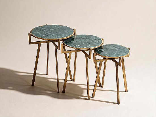 YAN SEHPA 3 LÜ MERMERLİ 45x45x56cm-40x40x51cm-35x35x46cm QS20401-L-M-S - 1