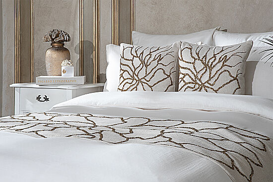 YATAK ŞALI 50x240 cm - KREM/ALTIN – 2058 BR - 8