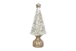 YILDIZLI YILBAŞI AĞACI GOLD-KREM 7x18cm HYK1018 (YLBŞ) - 2